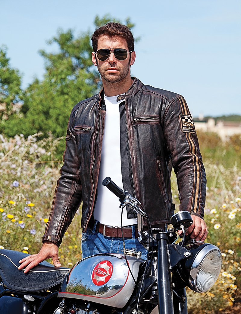 Guy wearing cool leather jacket